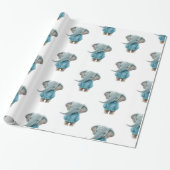 Glänzendes Geschenkpapier Blauer Elefant  (Ungerollt)