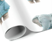 Glänzendes Geschenkpapier Blauer Elefant  (Rolleneckpunkt)