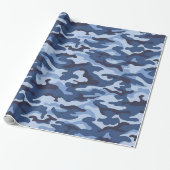 Glänzendes Geschenkpapier Blaues Heer (Ungerollt)