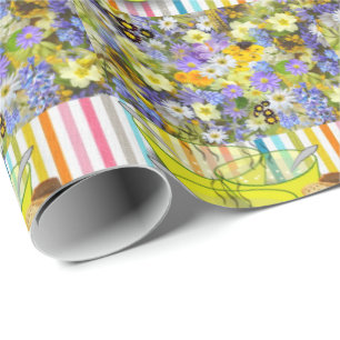 Glänzendes Geschenkpapier Blumenstreifen Suppe