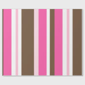 Glänzendes Geschenkpapier Braun & Rosa Streifen (Flach)