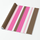 Glänzendes Geschenkpapier Braun & Rosa Streifen (Ungerollt)