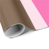 Glänzendes Geschenkpapier Braun & Rosa Streifen (Rolleneckpunkt)