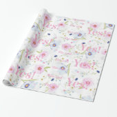 Glänzendes Geschenkpapier Floral Sie hat Ja gesagt (Ungerollt)