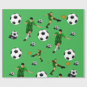 Glänzendes Geschenkpapier Fußball grün (Flach)