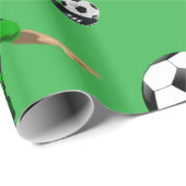 Glänzendes Geschenkpapier Fußball grün (Rolleneckpunkt)