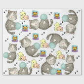 Glänzendes Geschenkpapier Katze (Flach)