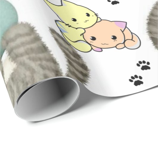 Glänzendes Geschenkpapier Katze (Rolleneckpunkt)