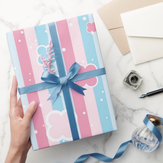 Glänzendes Geschenkpapier Pastellfarben Streifen (Schenken)