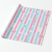 Glänzendes Geschenkpapier Pastellfarben Streifen (Ungerollt)