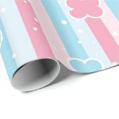 Glänzendes Geschenkpapier Pastellfarben Streifen (Rolleneckpunkt)