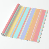 Glänzendes Geschenkpapier Pastellstreifen (Ungerollt)