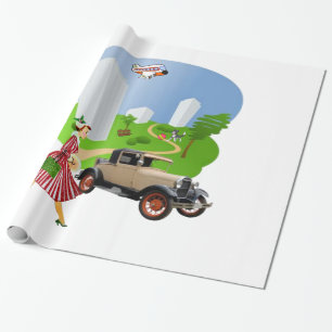 Glänzendes Geschenkpapier, Retro-Frau Geschenkpapier