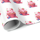 Glänzendes Geschenkpapier Rosa Cupcake (Rolleneckpunkt)