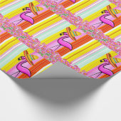 Glänzendes Geschenkpapier Rosa Flamingo (Ecke)