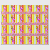 Glänzendes Geschenkpapier Rosa Flamingo (Flach)