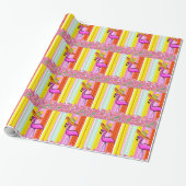 Glänzendes Geschenkpapier Rosa Flamingo (Ungerollt)