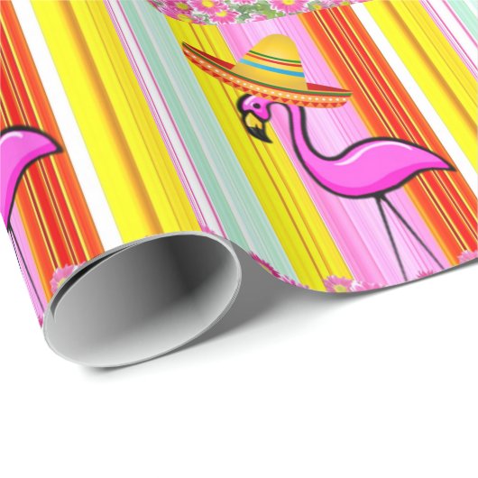 Glänzendes Geschenkpapier Rosa Flamingo (Rolleneckpunkt)