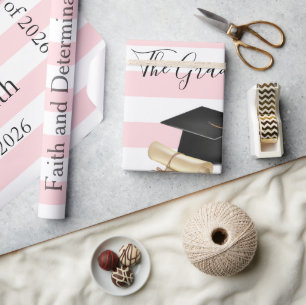Glänzendes Geschenkpapier Rosa Streifen Absolvent