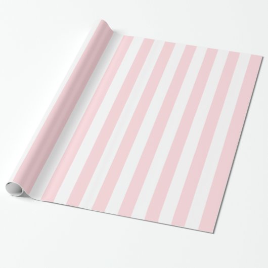 Glänzendes Geschenkpapier Rosa & Weiß gestreift (Ungerollt)