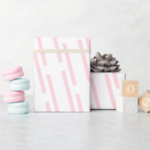 Glänzendes Geschenkpapier Rosa & Weiß gestreift
