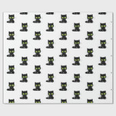 Glänzendes Geschenkpapier schwarze Katze grüne Aug (Flach)