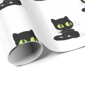 Glänzendes Geschenkpapier schwarze Katze grüne Aug (Rolleneckpunkt)