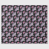 Glänzendes Geschenkpapier Schwarzes Pastell Einhor (Flach)