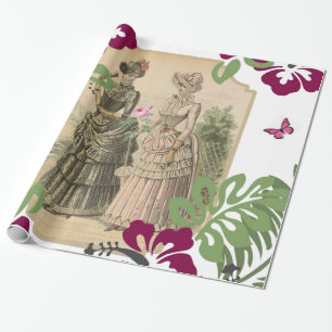 Glänzendes Geschenkpapier, viktorianische Blumen Geschenkpapier