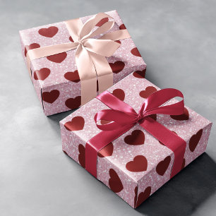 Glänzendes Glitter-Herz-Valentinstag-Muster-Gesche Geschenkpapier