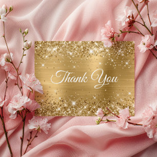 Glänzendes Glitzerndes Goldfolie Danke Postkarte