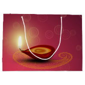 Glänzendes glückliches Diwali Diya - große Geschenktüte (Rückseite)