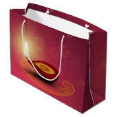 Glänzendes glückliches Diwali Diya - große Geschenktüte (Rückseite Schrägansicht)