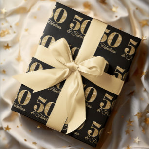 Glänzendes Gold 50 & Fantastisch auf Schwarz Geschenkpapier