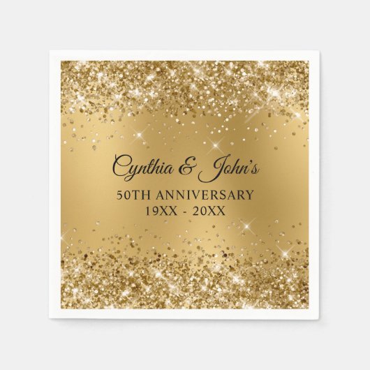 Glänzendes Gold Blur 50. Jubiläum Serviette (Vorderseite)