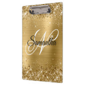 Glänzendes Gold-Fantasiemonogramm Klemmbrett (Links)