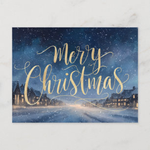 Glänzendes Gold 'Frohe Weihnachten' Kalligrafie Feiertagspostkarte