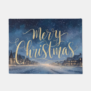 Glänzendes Gold 'Frohe Weihnachten' Kalligrafie Fußmatte