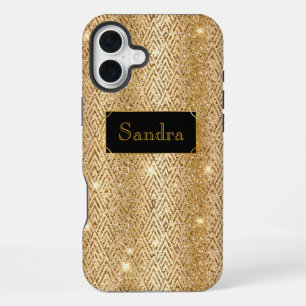 Glänzendes Gold funkelnd glamouröse Art Deco iPhone 16 Plus Hülle