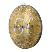 Glänzendes Gold Glam Monogramm Dartscheibe (Vorderseite rechts)