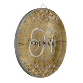 Glänzendes Gold Glam Monogramm Dartscheibe (Vorderseite Links)