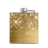 Glänzendes Gold Glam Monogramm Flachmann (Rückseite)