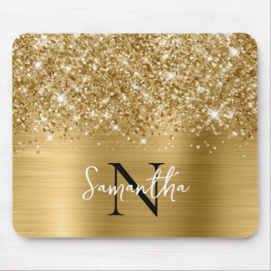 Glänzendes Gold Glam Monogramm Mousepad