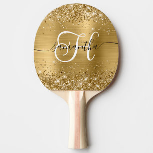 Glänzendes Gold Glam Monogramm Tischtennis Schläger