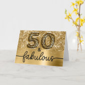 Glänzendes Gold Leopard Glam 50 und Fabelhaft Karte (Gelbe Blume)