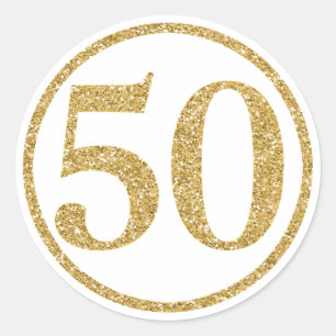 Glänzendes Gold Nummer 50 in einem Kreis Runder Aufkleber