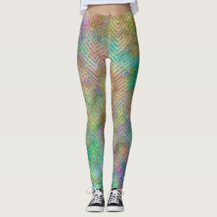 Glänzendes Gold-Regenbogen-Lichter Chevron-Muster- Leggings