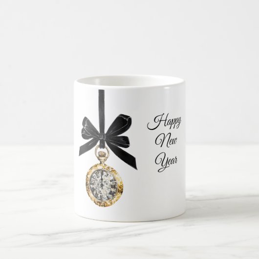 Glänzendes Gold Silber Neujahr Mitternachtsstunde  Kaffeetasse (Mittel)