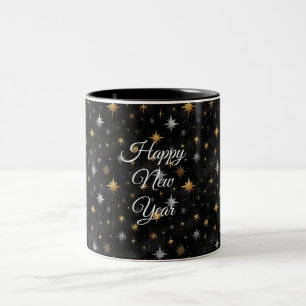 Glänzendes Gold Silber Schwarz Funkeln Neujahr Zweifarbige Tasse