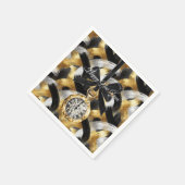 Glänzendes Gold Silber Schwarz Silvester Mitternac Serviette (Ecke)
